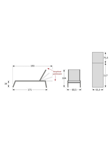 VENEDIG - Zahradní hliníkové zahradní lehátko, šedé | DOPPLER
