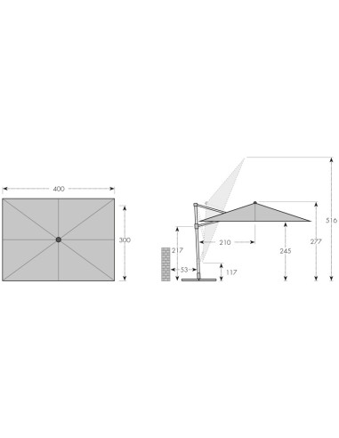 Zahradní slunečník Alu Wood 4x3m s boční tyčí | DOPPLER CZ