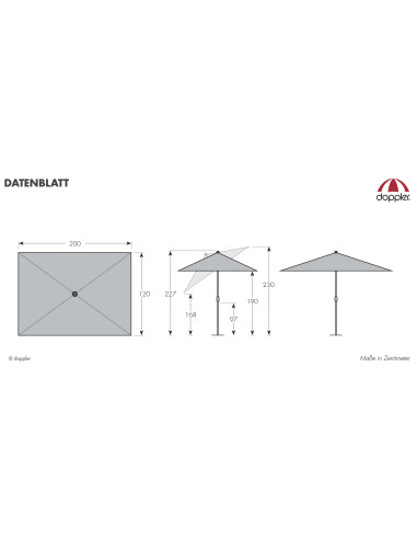 ACTIVE 200 x 120 cm slunečník se středovou nohou | Doppler CZ