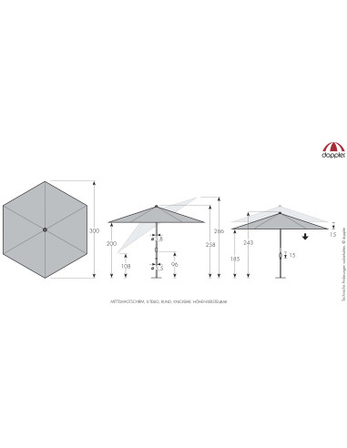 myZone Push Up 300 cm - naklápěcí slunečník | DOPPLER CZ
