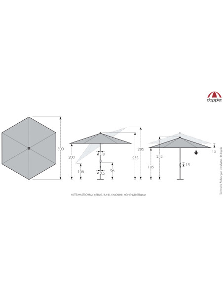 myZone Push Up 300 cm - naklápěcí slunečník | DOPPLER CZ