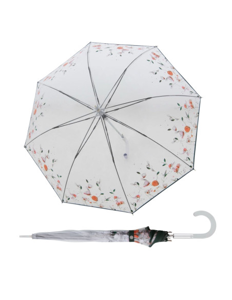 Fiber Long AC Transparent Floral Dreams | Dámský průhledný deštník | Doppler CZ