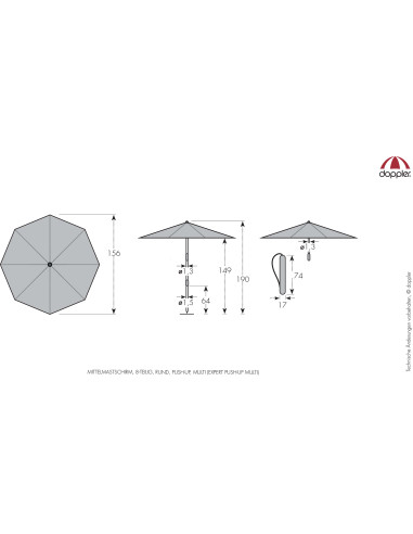 Expert Multi Push Up 160 cm slunečník/deštník | DOPPLER CZ