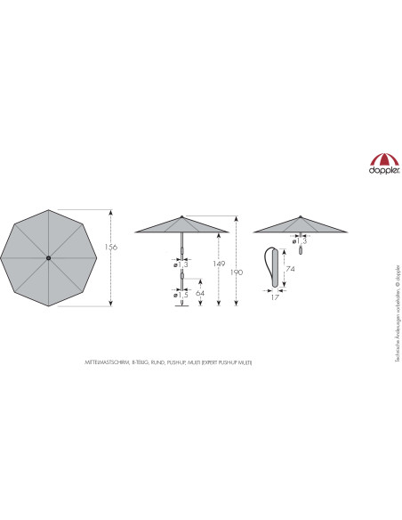 Expert Multi Push Up 160 cm slunečník/deštník | DOPPLER CZ