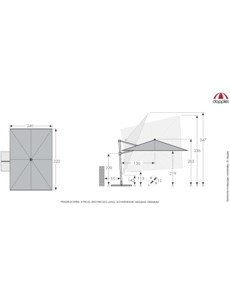myZone 320 x 240 cm slunečník s boční tyčí | DOPPLER CZ