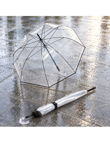 Knirps C.760 Stick Transparent Solid black | Dámský průhledný deštník | Doppler CZ