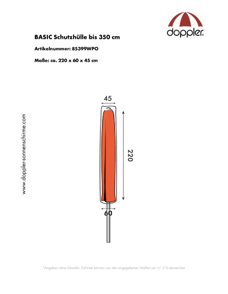 Slunečníkový obal Basic do 350 cm | Doppler CZ