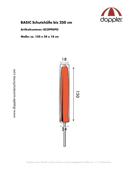Slunečníkový obal Basic do 250 cm | Doppler CZ