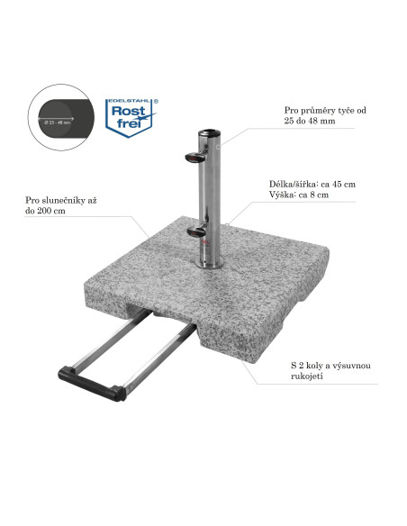 Žulový stojan TROLLEY 30 kg | Žulové stojany | DOPPLER CZ