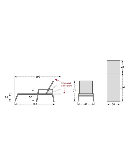 PESARO lehátko antracit káro | Kovová lehátka | Doppler