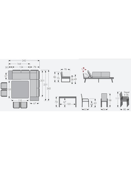 EXPERT PLUS AVERSA TEAK - 7-dílná hliníková jídelní souprava | Doppler CZ