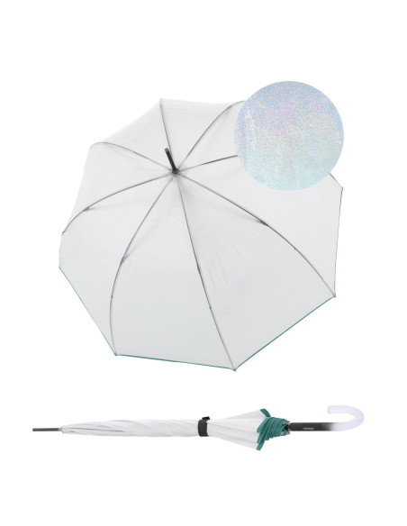 Knirps C.760 Stick Transparent Stardust Agave | Dámský průhledný deštník | Doppler CZ